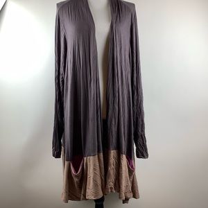 Logo by Lori Goldstein Purple Tan Cardigan 3X